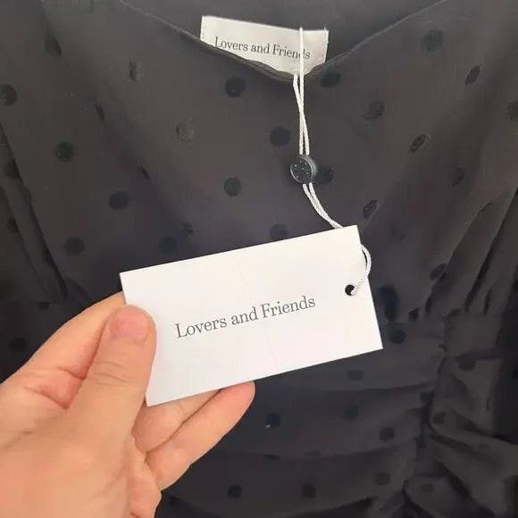 NEW Revolve Lover and Friends Cinched Swiss Dot Dress Size S Black - Picture 6 of 6